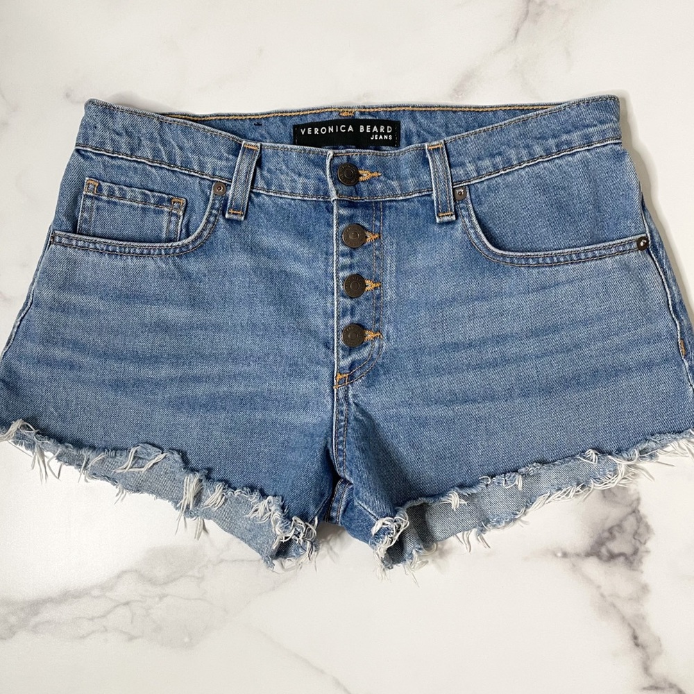 Veronica Beard Debbie Shorts 9” Denim Button Fly - Picture 2 of 12